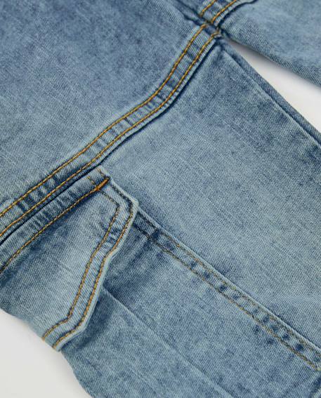 Pantalon fille en toile et denim, design cargo Bleu 4 - vertbaudet enfant 