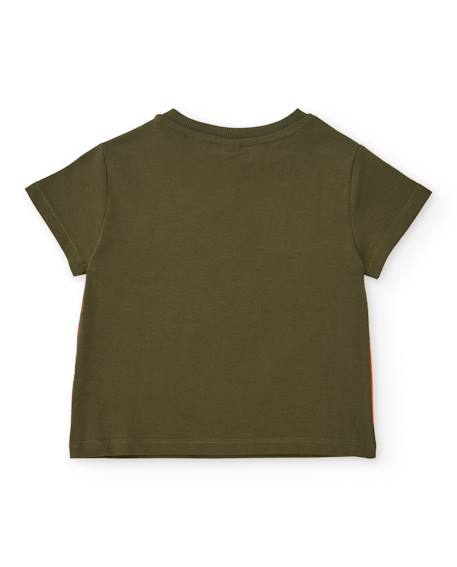 T-shirt garçon en maille avec fermeture à l’épaule Vert 2 - vertbaudet enfant 
