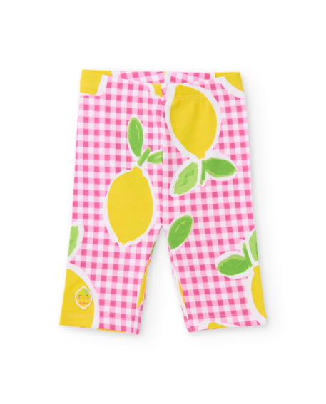 Legging fille en maille sur fond vichy Rose 1 - vertbaudet enfant 