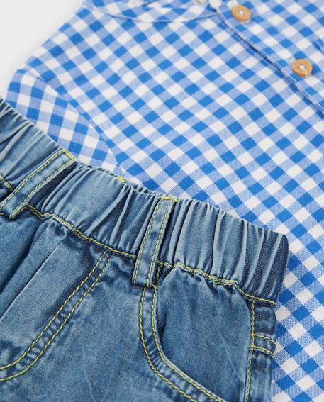 Ensemble pour nouveau-né en tissu tissé avec motif vichy Bleu 6 - vertbaudet enfant 
