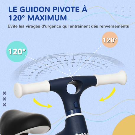 Draisienne vélo enfant - selle réglable, poignées antidérapantes, roues mousse increvables Bleu 4 - vertbaudet enfant 