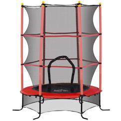 Jouet-Jeux de plein air-Trampoline de jardin enfants ø 1,63 x 1,90h m filet de sécurité porte zipée couvre-ressorts 6 poteaux rembourrés inclus