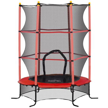 Trampoline de jardin enfants ø 1,63 x 1,90h m filet de sécurité porte zipée couvre-ressorts 6 poteaux rembourrés inclus Rouge 1 - vertbaudet enfant 