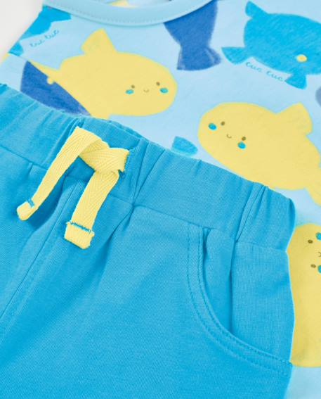 Ensemble en tricot pour nouveau-né avec imprimé petits poissons Bleu 6 - vertbaudet enfant 