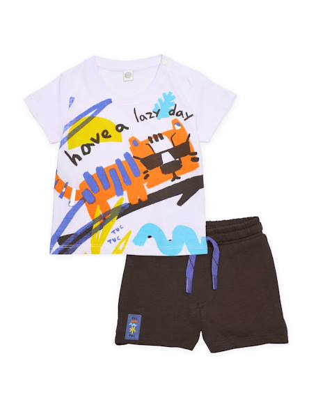 Ensemble garçon en maille avec graphisme tigre Blanc 2 - vertbaudet enfant 