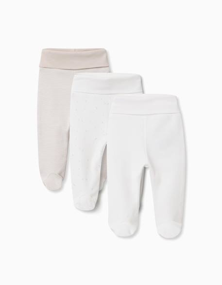 Bébé-Lot de 3 pantalons à pieds en coton