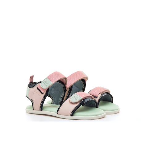 Sandales filles synthétique fermeture adhésive barefoot Rosa-verde 4 - vertbaudet enfant 