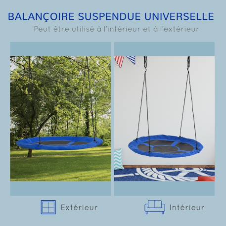 Balançoire nid d'oiseau ronde ø 110 cm 4 anneaux inclus bleu Bleu 3 - vertbaudet enfant 