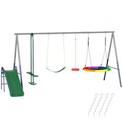 -Balançoire aire de jeux 4+1 agrès acier