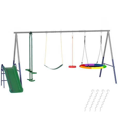 Balançoire aire de jeux 4+1 agrès acier Gris 1 - vertbaudet enfant 