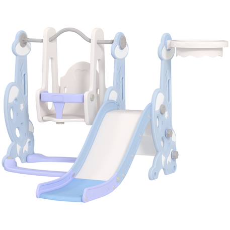 Toboggan balançoire panier basket enfant 3 en 1 design fusée hdpe Bleu 1 - vertbaudet enfant 
