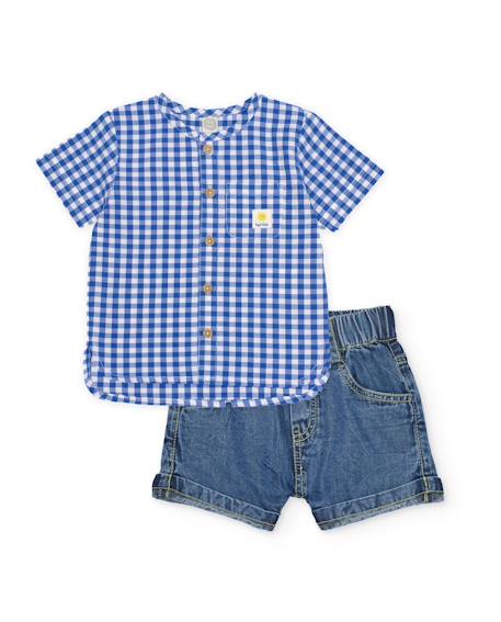 Bébé-Ensemble-Ensemble pour nouveau-né en tissu tissé avec motif vichy