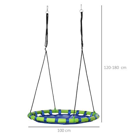 Balançoire nid d'oiseau ronde balançoire panier ø 100 x 120-180h cm accessoires inclus Vert 3 - vertbaudet enfant 