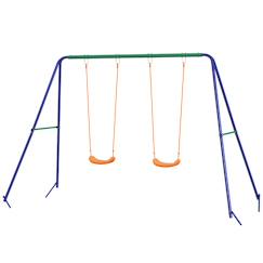 -Balançoire 2 agrès portique avec 2 balançoires dim. 2,69l x 1,6l x 1,8h m métal époxy anticorrosion