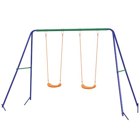 Balançoire 2 agrès portique avec 2 balançoires dim. 2,69l x 1,6l x 1,8h m métal époxy anticorrosion Bleu 1 - vertbaudet enfant 