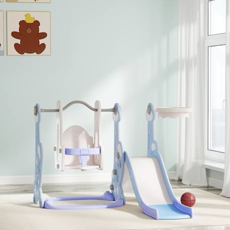 Toboggan balançoire panier basket enfant 3 en 1 design fusée hdpe Bleu 2 - vertbaudet enfant 