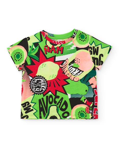 Ensemble garçon en maille au style bande dessinée Vert 2 - vertbaudet enfant 