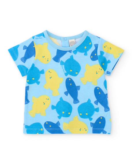 Ensemble en tricot pour nouveau-né avec imprimé petits poissons Bleu 2 - vertbaudet enfant 