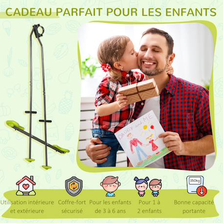 Balançoire agrès face à face enfant 3 à 6 ans - selles larges, guidon, repose-pied Vert 5 - vertbaudet enfant 
