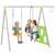 Portique balançoire enfant 4 en 1 - face à face, balançoire, panier basket-ball, cible football - acier Vert 1 - vertbaudet enfant 