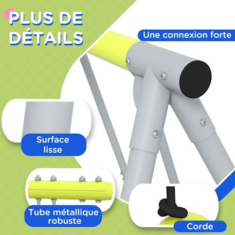 Balançoire 3 agrès portique 2 face à face et balançoire dim. 2,83l x 1,56l x 1,8h m métal époxy Gris 5 - vertbaudet enfant 