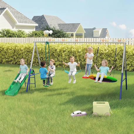 Balançoire aire de jeux 4+1 agrès acier Gris 6 - vertbaudet enfant 