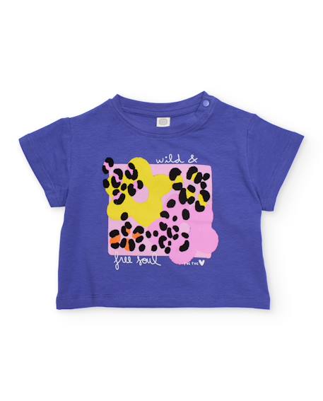 T-shirt pour fille en maille avec imprimé sur le devant Violet 2 - vertbaudet enfant 