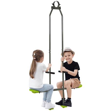 Balançoire agrès face à face enfant 3 à 6 ans - selles larges, guidon, repose-pied Vert 1 - vertbaudet enfant 
