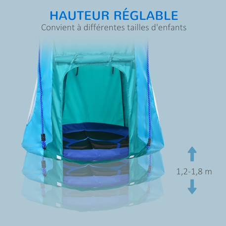 Balançoire nid d'oiseau ronde balançoire panier ø 1,1 x 1,5h m - tente amovible incluse - accessoires inclus Bleu 6 - vertbaudet enfant 