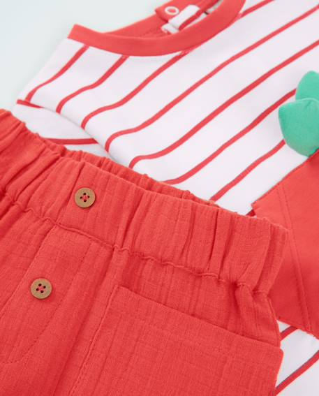 Ensemble en tricot pour nouveau-né à rayures Rouge 6 - vertbaudet enfant 