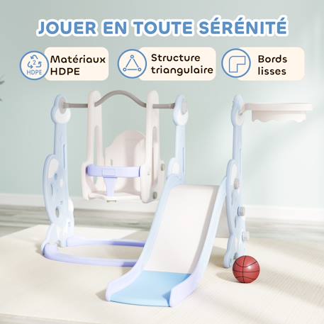 Toboggan balançoire panier basket enfant 3 en 1 design fusée hdpe Bleu 6 - vertbaudet enfant 