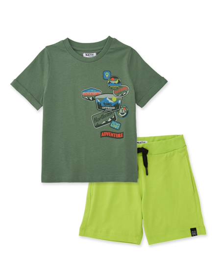 Ensemble garçon en maille au style explorateur Vert 1 - vertbaudet enfant 