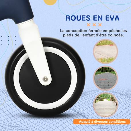 Draisienne vélo enfant - selle réglable, poignées antidérapantes, roues mousse increvables Bleu 6 - vertbaudet enfant 