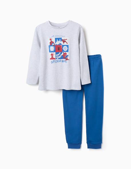 Pyjama long avec imprimé spider-man qui brille dans le noir Gris clair 1 - vertbaudet enfant 
