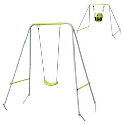 -Portique balançoire évolutive - siège haut, accoudoirs, ceinture sécurité 5 points, barre protection - métal époxy