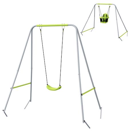 Portique balançoire évolutive - siège haut, accoudoirs, ceinture sécurité 5 points, barre protection - métal époxy Gris 1 - vertbaudet enfant 