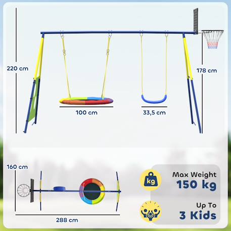 Balançoire portique enfant 4 en 1 acier Bleu 3 - vertbaudet enfant 