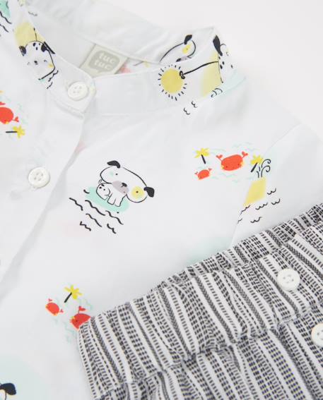 Ensemble nouveau-né en tissu avec imprimé ludique Blanc 6 - vertbaudet enfant 