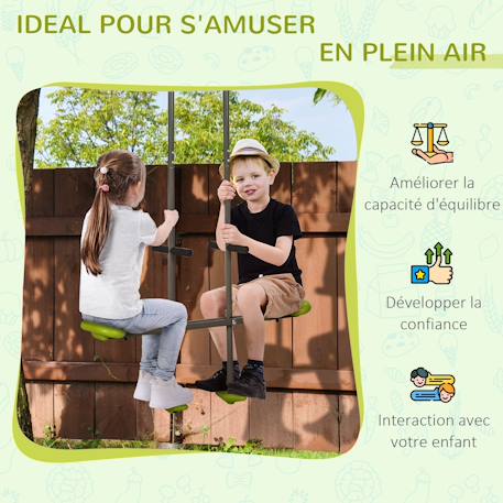 Balançoire agrès face à face enfant 3 à 6 ans - selles larges, guidon, repose-pied Vert 4 - vertbaudet enfant 