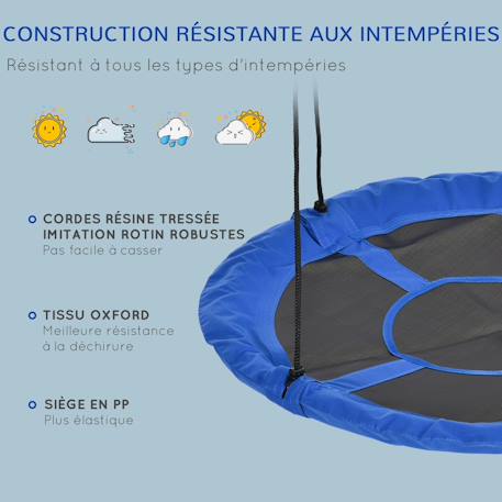 Balançoire nid d'oiseau ronde ø 110 cm 4 anneaux inclus bleu Bleu 4 - vertbaudet enfant 
