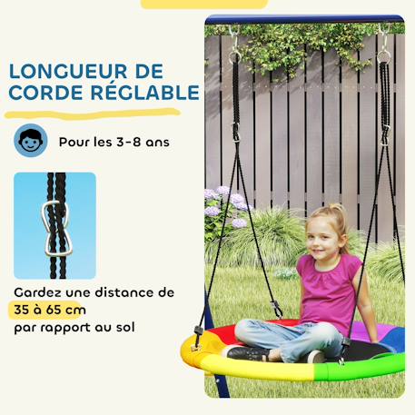 Portique balançoire 6 en 1 - balançoire, corde et filet d'escalade, nid oiseau, panier basket, échelle - acier Bleu 4 - vertbaudet enfant 