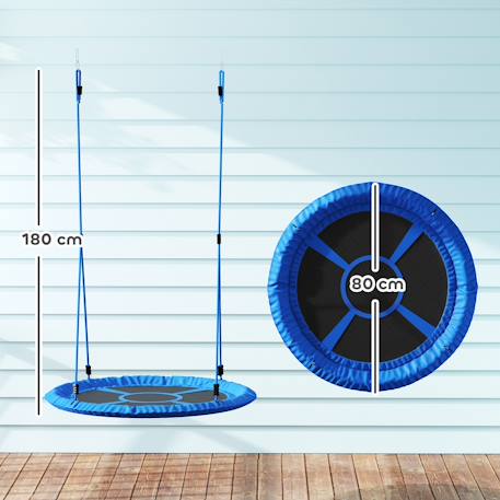 Balançoire nid d'oiseau hauteur réglable charge 200 kg 80 cm Bleu 3 - vertbaudet enfant 