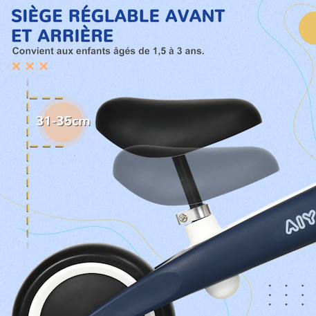 Draisienne vélo enfant - selle réglable, poignées antidérapantes, roues mousse increvables Bleu 5 - vertbaudet enfant 