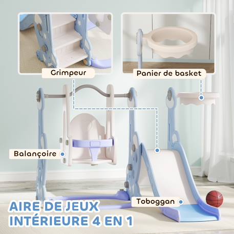 Toboggan balançoire panier basket enfant 3 en 1 design fusée hdpe Bleu 4 - vertbaudet enfant 