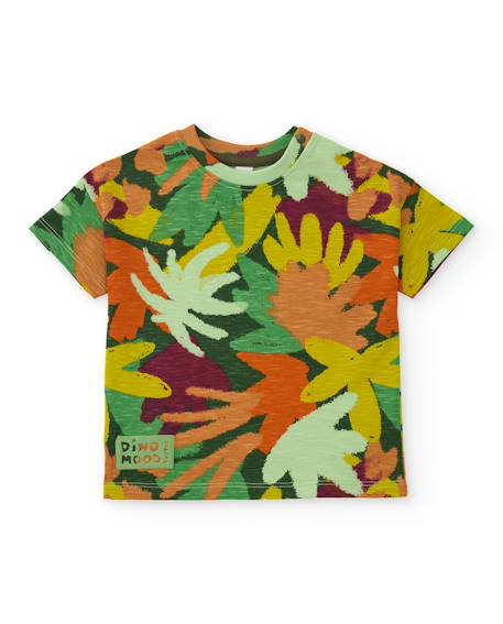 T-shirt garçon en maille avec imprimé intégral Vert 2 - vertbaudet enfant 