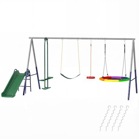 Balançoire aire de jeux 4+1 agrès acier Gris 5 - vertbaudet enfant 