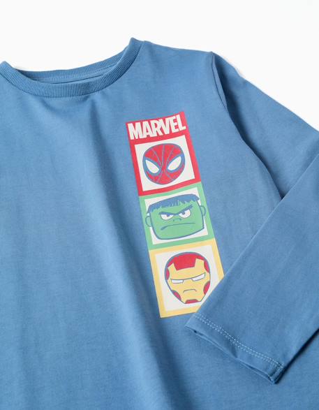 Pyjama en coton à manches longues avec imprimés marvel Bleu 3 - vertbaudet enfant 