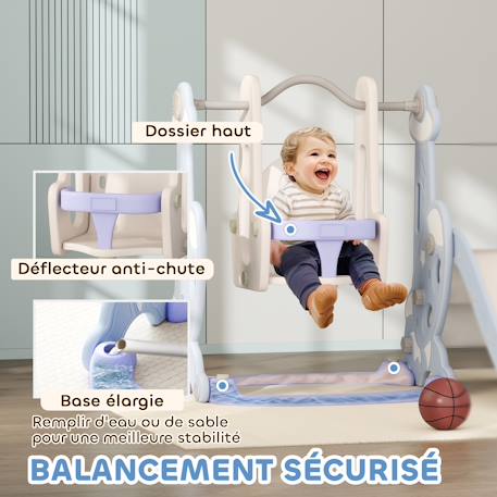 Toboggan balançoire panier basket enfant 3 en 1 design fusée hdpe Bleu 5 - vertbaudet enfant 