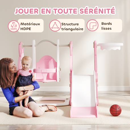 Toboggan balançoire panier basket enfant 3 en 1 design lapin hdpe Rose 5 - vertbaudet enfant 