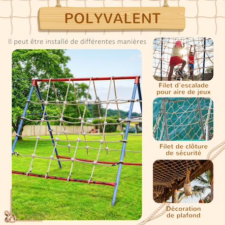 Filet d'escalade enfant pe filet à grimper 3-6 ans 1,5l x 2h m crochets acier galvanisé Beige 4 - vertbaudet enfant 